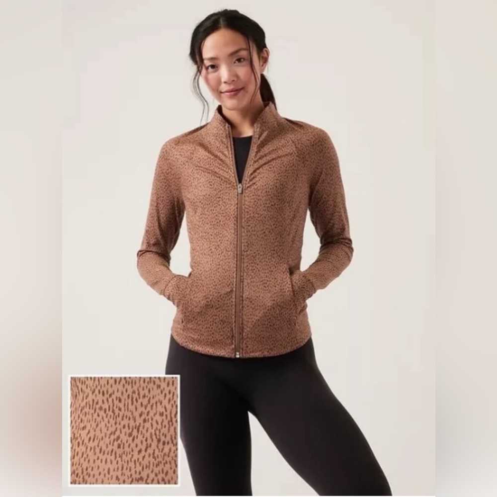 Athleta Beige Leopard Salutation Jacket